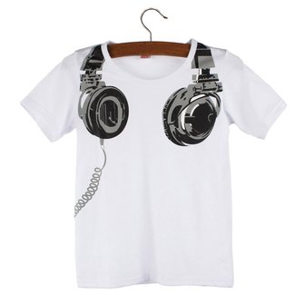 Peutershirt met print 'hoofdtelefoon'