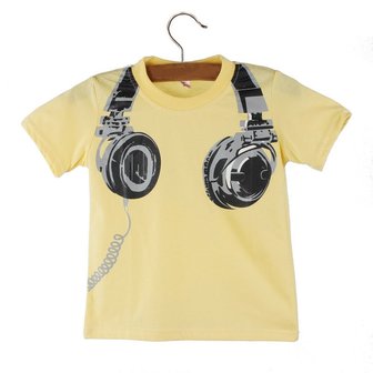 Peutershirt met print 'hoofdtelefoon'