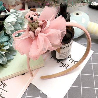 Diadeem/haarband bloem met beer