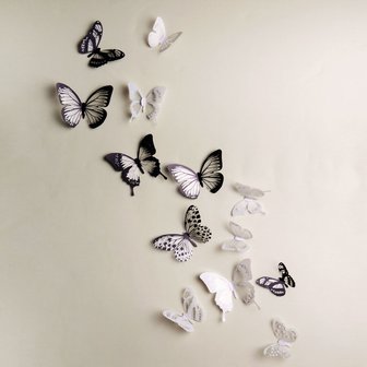 3D glitter vlinder muurstickers/muurtattoo