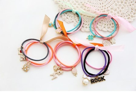 Luxe haarelastiekjes set met bedels