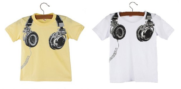Peutershirt met print 'hoofdtelefoon'