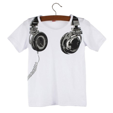 Peutershirt met print 'hoofdtelefoon'
