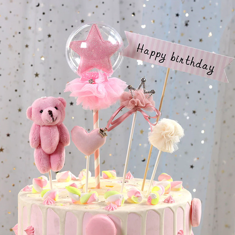 Taartsteker/cake topper knuffelbeer